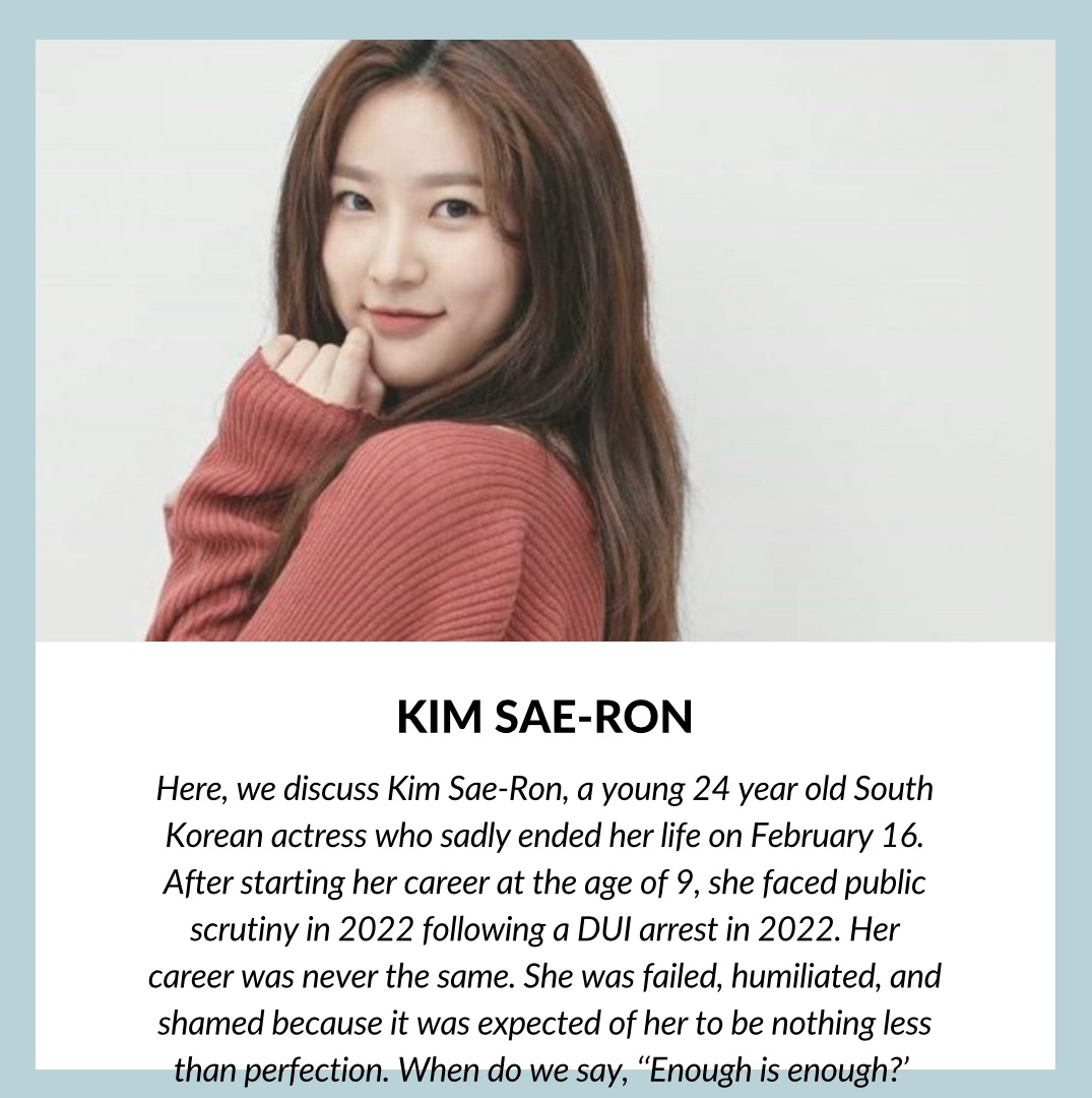 Kim Sae-ron: How Her Suicide Represents The Harsh Truth Of The Sexist Public Scrutiny Women Face In South Korea For Simply Living – And What It Says About The Stigma Surrounding Mental Health In South Korea?